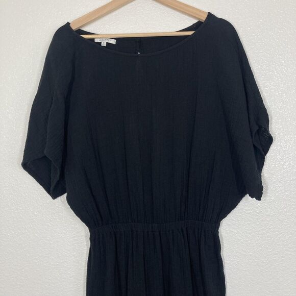 Z SUPPLY Jumpsuit Womens Medium Black Crinkle Gauze Elastic Waist ZP222233S - Picture 3 of 16